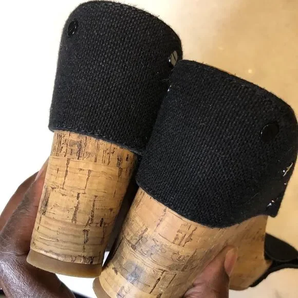 Coach and Four black strap wedge sandals size 10 - Picture 9 of 10